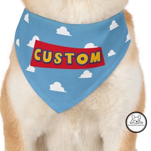 Custom Dog Bandana, Character Bandana, Toy, Story, Andy, Woody, Clouds, Pet Bandana, Dog Bandana, Over the Collar, Mouse Fan Gift