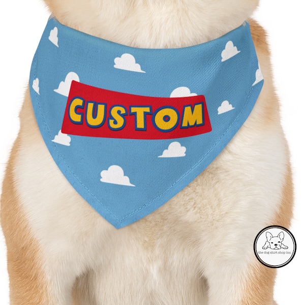 Custom Dog Bandana, Character Bandana, Toy, Story, Andy, Woody, Clouds, Pet Bandana, Dog Bandana, Over the Collar, Mouse Fan Gift