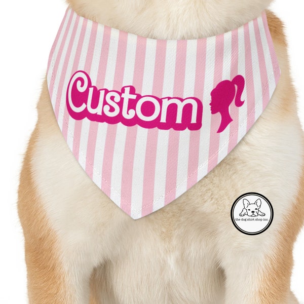 Pink Barbi Doll Dog Bandana, Pink Bandana, Barbi Gift, Ken Gift, Custom Pet Bandana, Personalized Dog Bandana, Dog Gift, Custom Dog Fashion