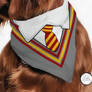 Magic, Wizard, School Uniform, Potter House, Lion, Custom Dog Bandana, Tie on bandana, Cat Bandana, Dog Gift, Dog Costume, Harry, Wand