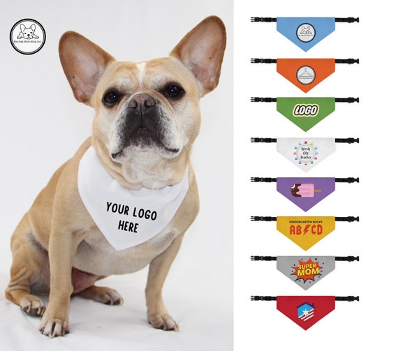 Custom Logo Dog Bandana Over the Collar Dog Scarf Slide on Cat Bandana Gift for Dog Lovers Dog Gift Custom Dog Fashion Business Logo Etsy