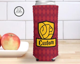 Wizard House Coozie, Custom Coozie, Wizard Fan Gift, Magic Coozie, Lion, Snake, Eagle, Badger, potter