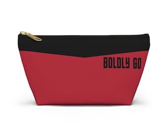 Sci Fi Bag, Treat Bag, Makeup Bag, Accessory Bag, Star Uniform, Captain, Red Shirt Accessory Pouch w T-bottom, Space, Sci-Fi Gift, Trek