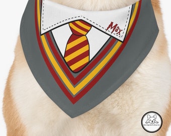 Magic, Wizard, School Uniform, Potter House, Lion, Custom Dog Bandana, Over the Collar, Cat Bandana, Dog Gift, Dog Costume, Harry, Wand