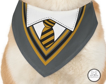 Magic, Wizard, School Uniform, Badger, Potter House, Custom Dog Bandana, Over the Collar, Cat Bandana, Dog Gift, Dog Costume, Harry, Wand