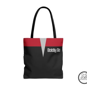 Sci-Fi Tote Bag, Star Uniform, Final Frontier, Book Bag, Sci-Fi Gift, Captain, Red Shirt, Space, Voyage, Boldly Go, Beam me up, engage, warp