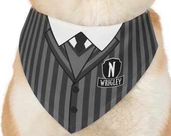 Wednesday Dog Bandana, Nevermore, Addams, Uniform Bandana, School Uniform, Custom Pet Bandana, Personalized Dog Bandana, Over the Collar