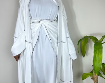 Amira 3 Piece Abaya Set - White