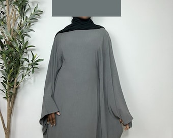 Nabila Butterfly Abaya Dress- Grey