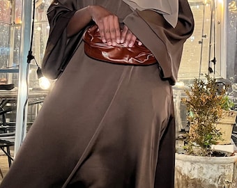 Zaynab Satin Abaya - Brown