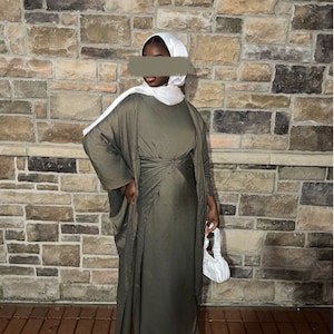 Myriam 3 piece Set Abaya- Army Green