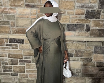 Myriam 3 piece Set Abaya- Army Green