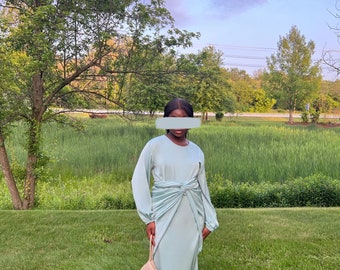 Salma 2 Piece Satin Wrap Dress - Mint