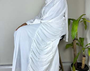 Yasmeen Rutched Open Abaya- White