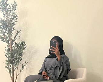 Amira 3 Piece Abaya Set - Grey