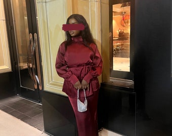 Aya 2 Piece Pants Set - Red