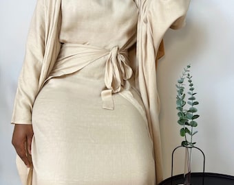 Myriam 3 piece Set Abaya- Sand