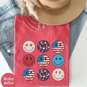Comfort Colors® USA Shirt, 4th of July Shirt Women, Stars Stripes USA Flag Shirts, Patriotic Shirt, Red White Blue Shirts for Women,gifts