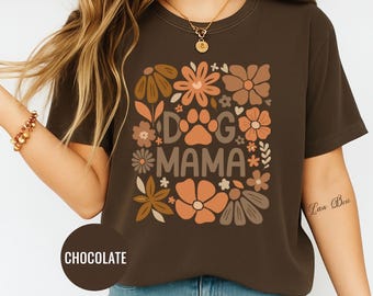 Dog Mama Floral PNG: Retro 70s Style (Digital Download)