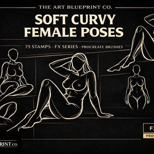 75 Soft Curvy Female Pose Stamps | Procreate Figure Drawing Reference (Digital Download)