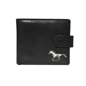 Cartera de piel negra caballo al galope