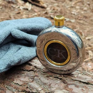 Round 5oz Hip Flask with Window Funnel option to personalise