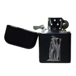 Wizard Laser engraved image stormproof petrol lighter with option to Personalise