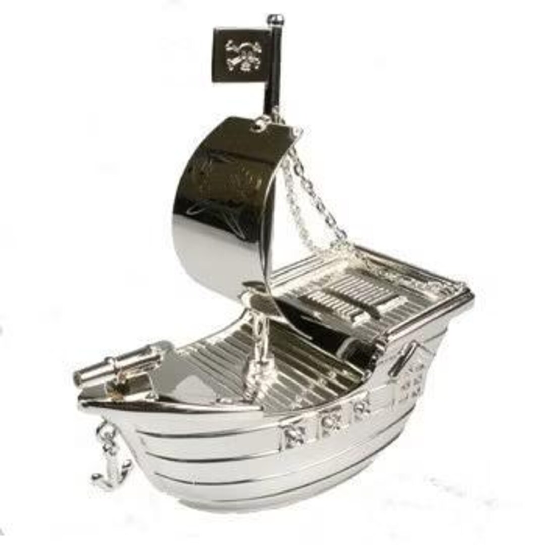 De-Luxe - Salvadanaio placcato argento con nave pirata