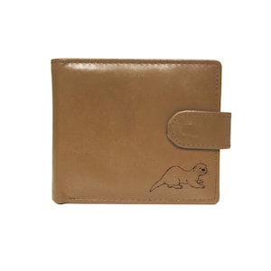 Lasergeëtste Otter Beige lederen portemonnee