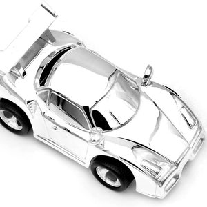 Personalised Silver Plated Sports Racing Car Money Box