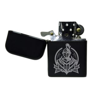 Knight Laser engraved image stormproof petrol lighter with option to Personalise