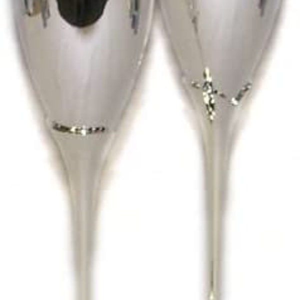 Pair of Silver Plated Champagne Flutes - Knight Brand