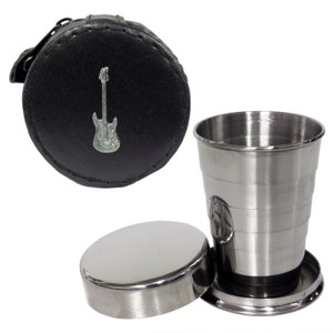 2floz Stainless Steel Collapsible Drinking Cup With Leather Case and Pewter Badge