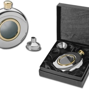 Round 5oz Hip Flask with Window Funnel option to personalise
