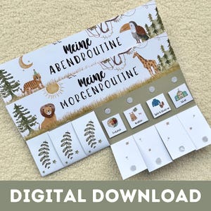 Morgen & Abendroutine für Kinder | Kinder Routineplan Safari | Routineplan für Kinder | zum ausdrucken