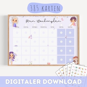 DIGITALER Plano de trabalho para crianças |  Calendário infantil Montessori | Plano de rotina com cartão de rotina para a Alltag | Kinder Wochenplan