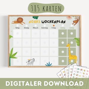 DIGITAL Wochenplan für Kinder / Kinder Routineplan Safari / Kinder Wochenplan / zum ausdrucken / Montessori Kinder Wochenplan