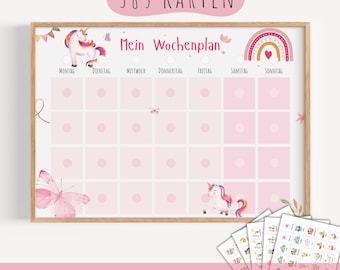 Unicorn Kids Weekly Planner: Pink Girl's Chore Chart (Digital Download)