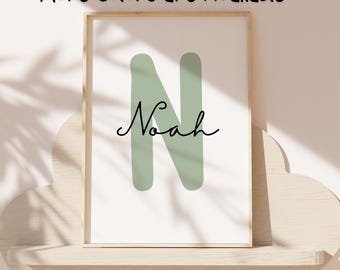 Custom Initial Name Print: Personalized Nursery Decor (Digital Download