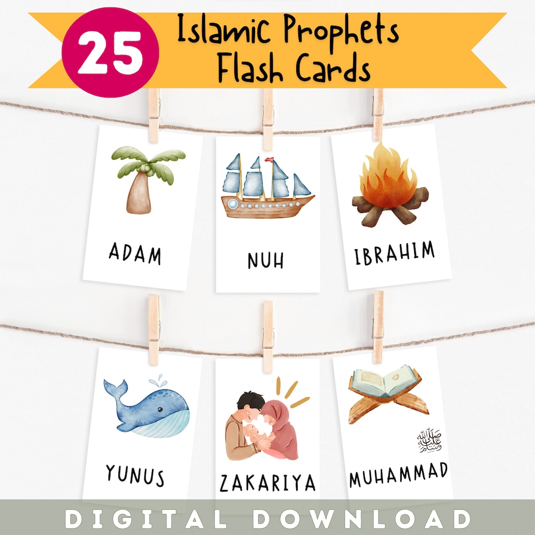 25 Islamic Prophets Flashcards | Preschool Flashcards | Printable ...