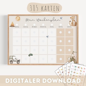 DIGITAL Wochenplan für Kinder / Kinder Routineplan Safari / Kinder Wochenplan / zum ausdrucken / Montessori Kinder Wochenplan