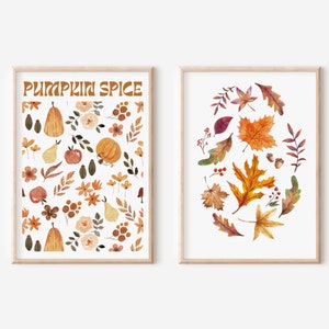 2er Set Herbst Kürbis Gewürz Poster | Gemütliches Wohndekor Print |  Wanddeko Wohnzimmer | Minimalistisch | Geschenk | Herbst Poster