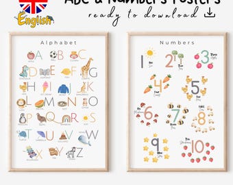 Montessori ABC and Numbers Poster Set: Educational Kids Room Decor (Digital Download)