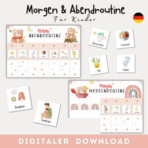 Morgen & Abendroutine für Kinder | Kinder Routineplan Baufahrzeug | Routineplan für Kinder | zum ausdrucken