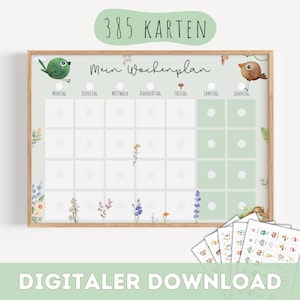 DIGITALER Wald-Wochenplan para crianças |  Calendário infantil Montessori | Plano de rotina com cartão de rotina para a Alltag | Kinder Wochenplan