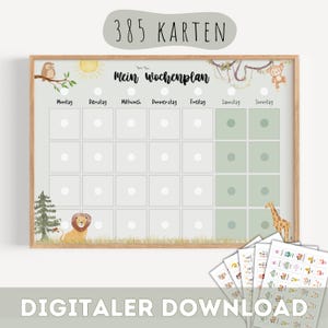 DIGITAL Wochenplan für Kinder | Kinder Routineplan Safari | Kinder Wochenplan | zum ausdrucken | Montessori Kinder Wochenplan