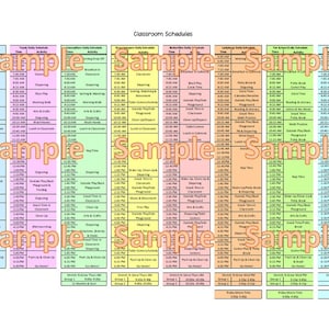 Childcare Center Classroom Schedule Templates - Up to 8 Classrooms