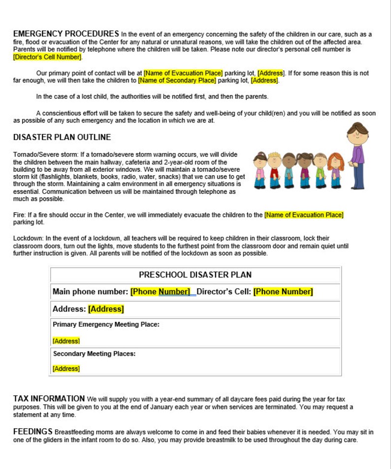 Parent Handbook Texas Rising Star Approved Etsy