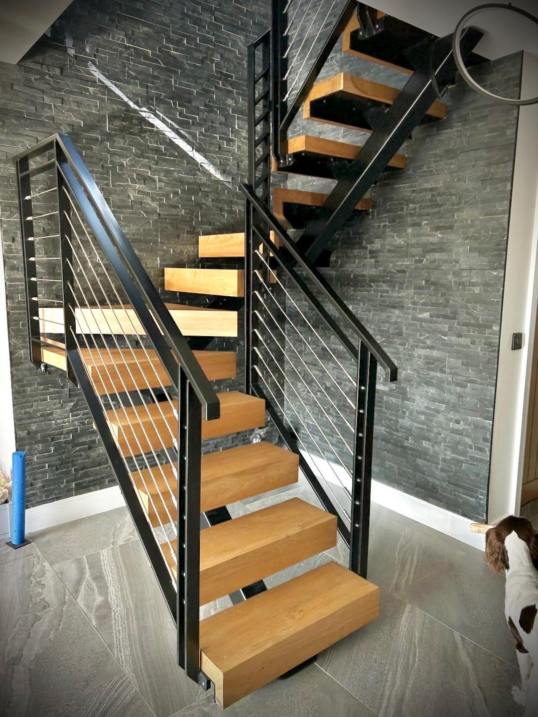 Central Spine Staircase Winder- Steel Stringer& Oak Treads. - Etsy UK