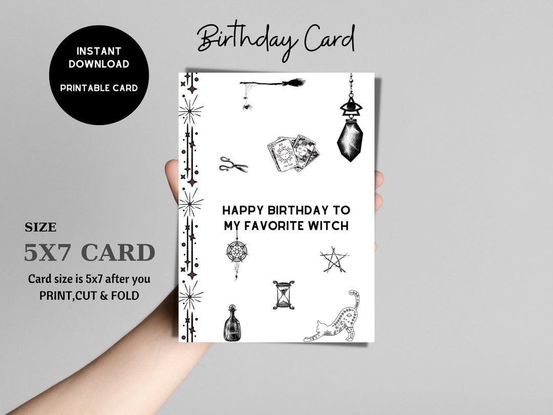 Witch Birthday Card Birthday Card for Friend Witchcraft Etsy